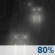 Tonight: Rain. Cloudy, with a low around 67. Northwest wind 5 to 9 mph. Chance of precipitation is 80%. New rainfall amounts between a half and three quarters of an inch possible. Tonight: Light Rain
