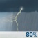 This Afternoon: Smoke and showers and thunderstorms. Cloudy. High near 80, with temperatures falling to around 74 in the afternoon. Southwest wind around 17 mph, with gusts as high as 28 mph. Chance of precipitation is 80%. New rainfall amounts less than a tenth of an inch possible. This Afternoon: Smoke
